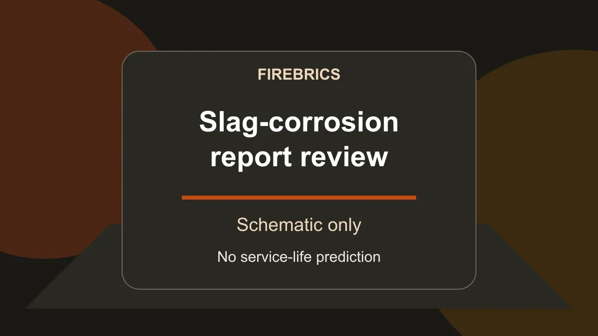 Original schematic report-review workspace with slag-corrosion reading title and no service-life prediction qualification